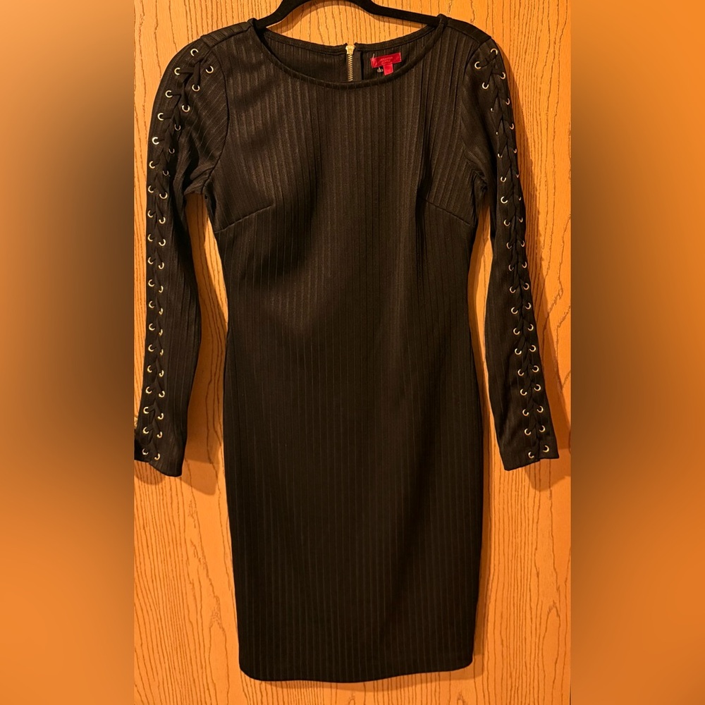 Black Dress with Lace-Up Sleeves